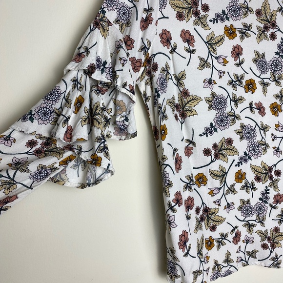 Sanctuary Womens Tilly Floral Print Flounce Sleeves Blouse Size Medium - Picture 3 of 10